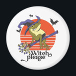 Funny Witch Frog Riding Broomstick Halloween Magnet<br><div class="desc">Witch Please. Funny frog witch design for toad lover, zoologist, amphibian animal lover. Cool spooky and creepy Happy Halloween merchandise for Halloween costume, Halloween party, trick or treat, collecting candy. Celebrate this spooky season with scary and horror theme design of witches, skeletons, carved pumpkins, Jack-o-lantern and haunting ghosts. Cute cartoon...</div>