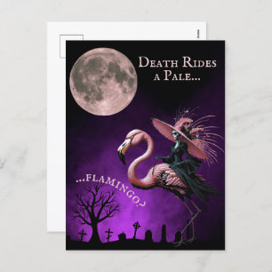 Funny Witch Halloween Full Moon Graveyard Holiday Postcard
