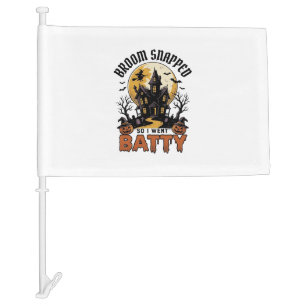 Funny Witch Halloween Haunted House Batty Graphic Car Flag