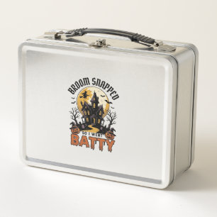 Funny Witch Halloween Haunted House Batty Graphic Metal Lunch Box