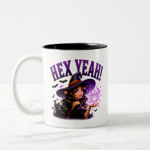 ✨ Funny Witch Halloween Pun Saying 🧙 Two-Tone Coffee Mug