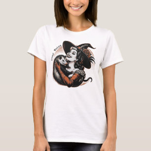 Funny witch Halloween shirt with possum stay weird