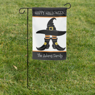 Funny Witch Hat & Legs Halloween Personalized Garden Flag