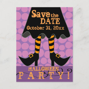 Funny Witch Legs Halloween Party Save the Date Invitation Postcard