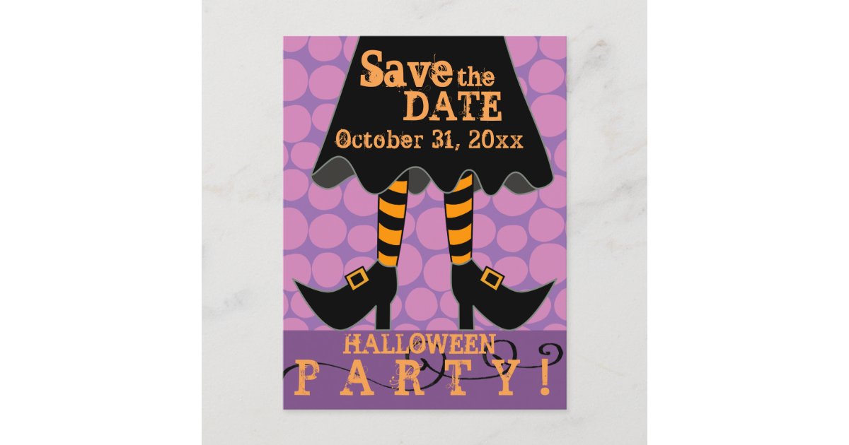 Funny Witch Legs Halloween Party Save the Date Invitation Postcard | Zazzle.com