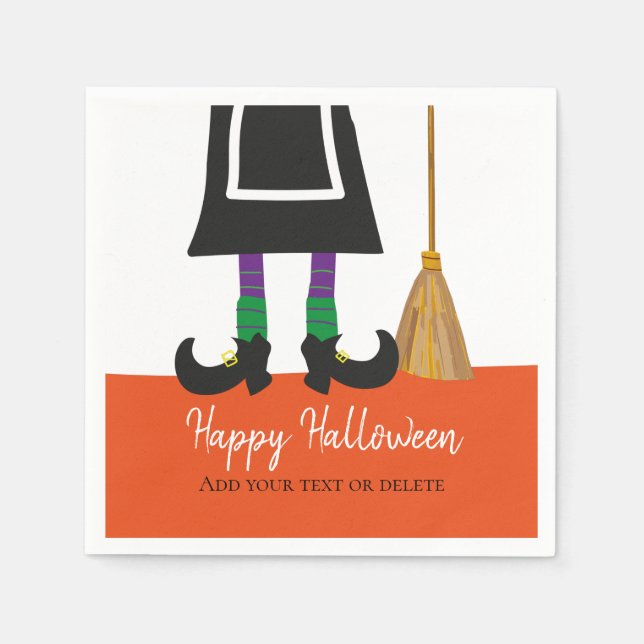 Funny Witch Legs Happy Halloween Personalized Napkins (Front)