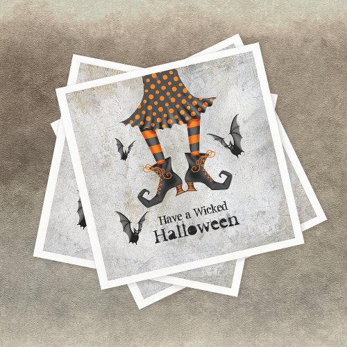 Funny Witch Legs Wicked Halloween Party Napkins