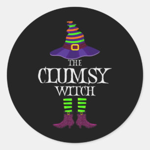 Funny Witch Magic Of Halloween Matching Group Desi Classic Round Sticker