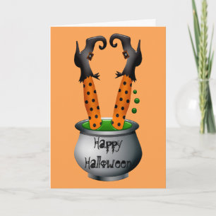 Funny witch orange Halloween theme Card