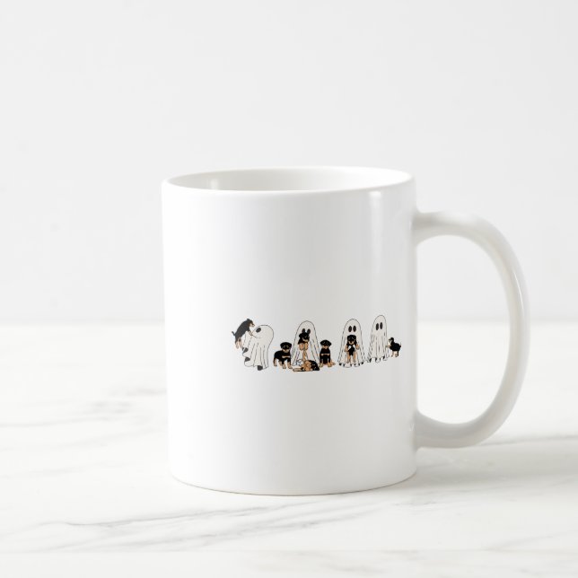 Funny Witch Rottweiler Dog Ghosts In Boo Sheet Hal Coffee Mug (Right)