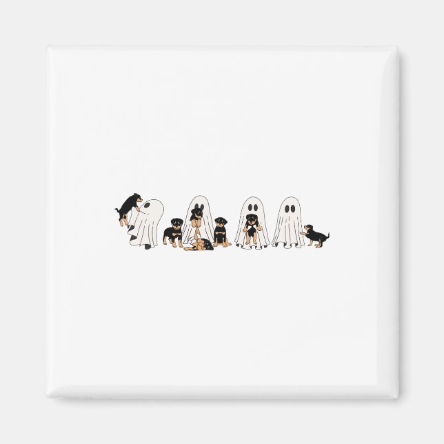 Funny Witch Rottweiler Dog Ghosts In Boo Sheet Hal Magnet (Front)