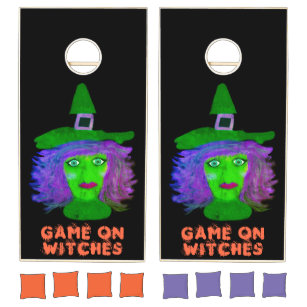 Funny Witch Saying Halloween Party Cornhole Set