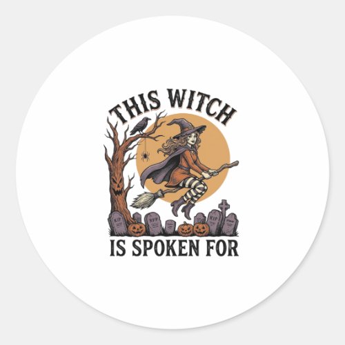 Funny Witch Shirt Haunted Graveyard Vintage Engrav Classic Round Sticker