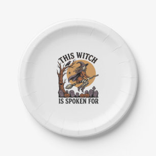 Funny Witch Shirt Haunted Graveyard Vintage Engrav Paper Plates