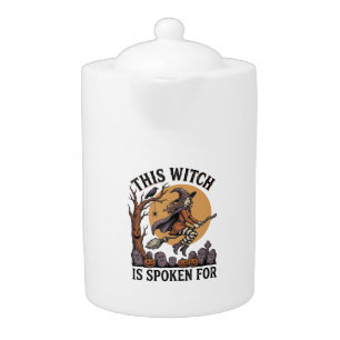Funny Witch Shirt Haunted Graveyard Vintage Engrav Teapot