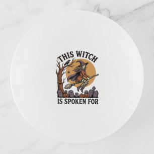 Funny Witch Shirt Haunted Graveyard Vintage Engrav Trinket Tray