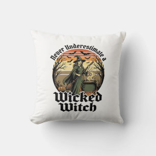 Funny Witch Shirt Vintage Engraving Halloween Desi Throw Pillow
