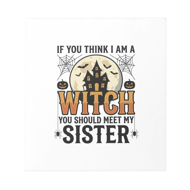 Funny Witch Sister Halloween Vintage Graphic_1 Notepad (Front)