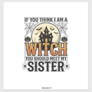 Funny Witch Sister Halloween Vintage Graphic_1 Sticker