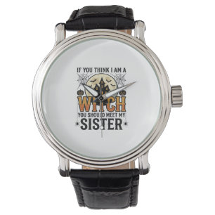 Funny Witch Sister Halloween Vintage Graphic_1 Watch