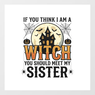 Funny Witch Sister Halloween Vintage Graphic_1 Window Cling