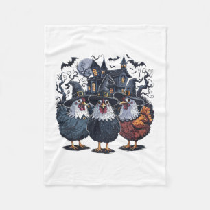 Funny Witch Spooky Chicken Halloween Fleece Blanket