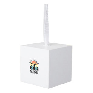 Funny Witch Teacher Broken Broom Halloween Design_ Cube Ornament