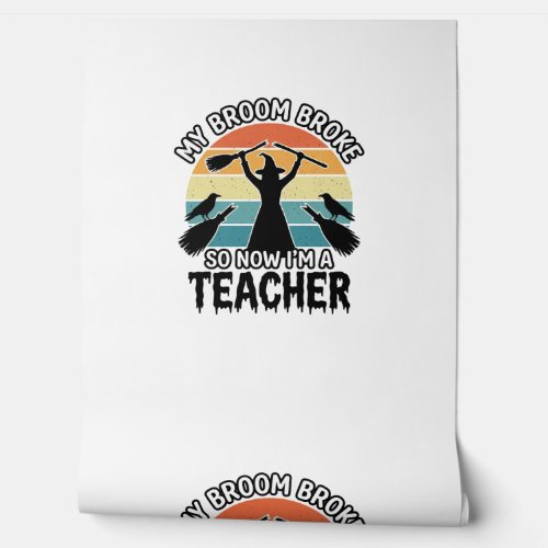 Funny Witch Teacher Broken Broom Halloween Design_ Wallpaper