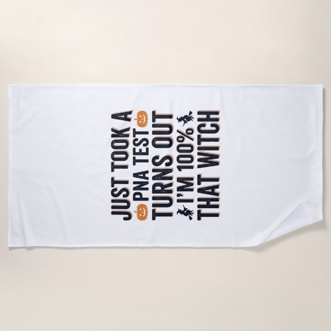 Funny Witch Test Halloween Quote Vector Design_1 Beach Towel (Front)