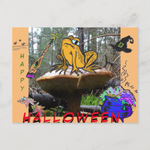 Funny Witch Toad Cartoon Cust. Halloween Postcard
