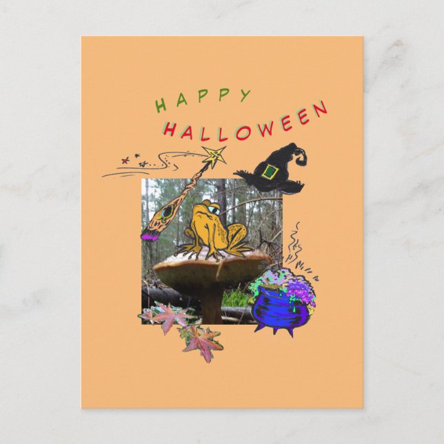 Funny Witch Toad Cartoon Humor Halloween Postcard (Front)