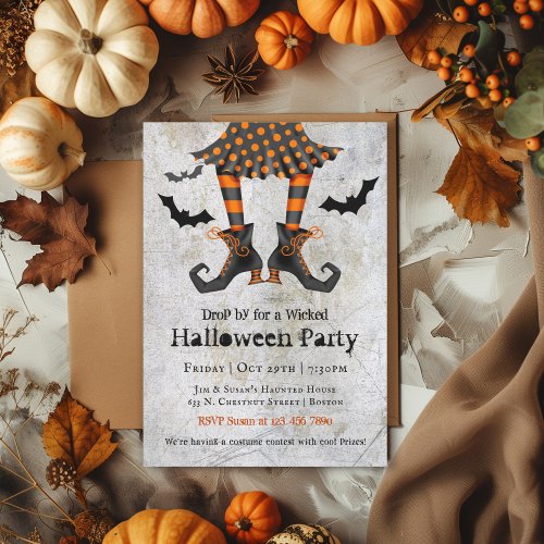 Funny Witches Legs Wicked Halloween Party Invitation