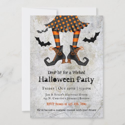 Funny Witches Legs Wicked Halloween Party Invitation