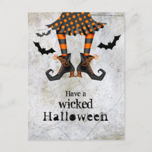Funny Witches Legs Wicked Halloween Postcard