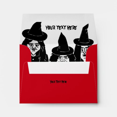 funny witches spooky scary halloween design red envelope