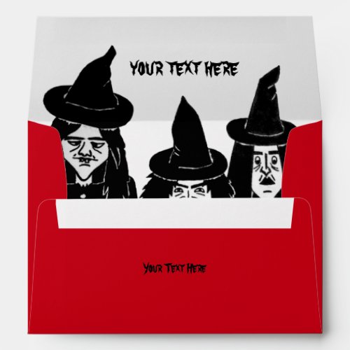 funny witches spooky scary halloween design red envelope