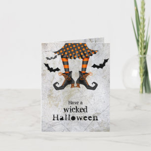 Funny Witch's Legs Wicked Halloween Card