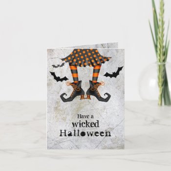 Funny Witch's Legs Wicked Halloween Card by DP_Holidays at Zazzle