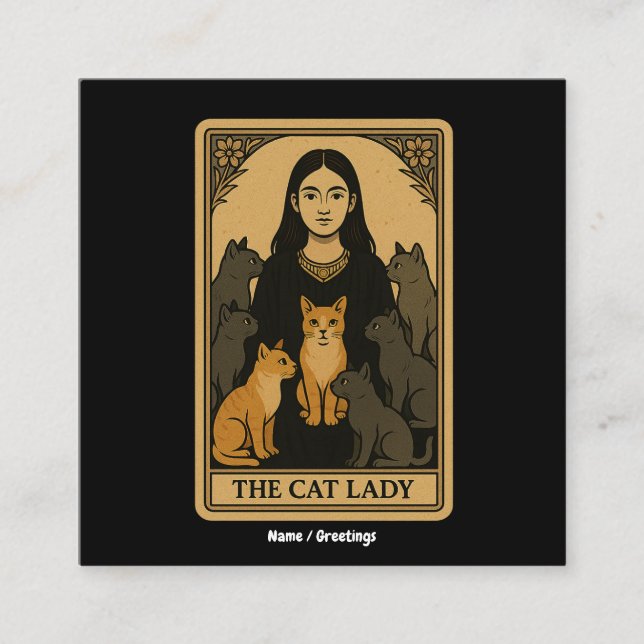 Funny Witchy Gothic Cat Lady Tarot Card Magical  (Front)