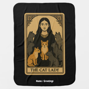 Funny Witchy Gothic Cat Lady Tarot Card Magical Baby Blanket