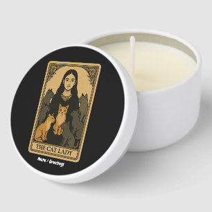 Funny Witchy Gothic Cat Lady Tarot Card Magical  Mini Candle Favors