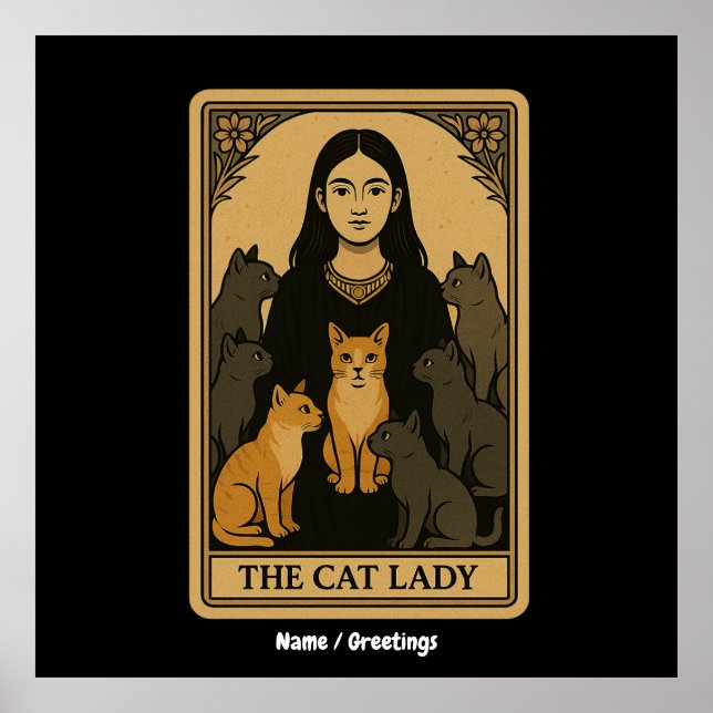 Funny Witchy Gothic Cat Lady Tarot Card Magical  Poster (Front)