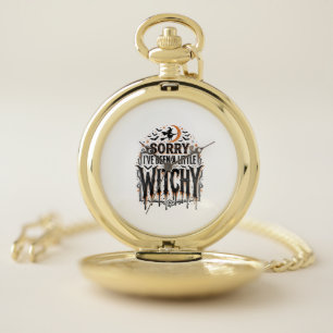 Funny Witchy Halloween Vintage Engraving Shirt Des Pocket Watch