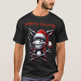 Funny 	 With A Funny Crazy Christmas Reindeer In A T-Shirt