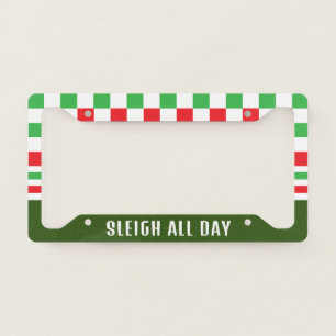 Funny with Checkers and Stripes License Plate Frame
