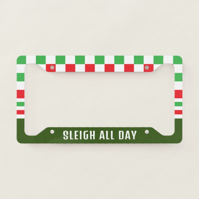 Funny with Checkers and Stripes  License Plate Frame (Front)