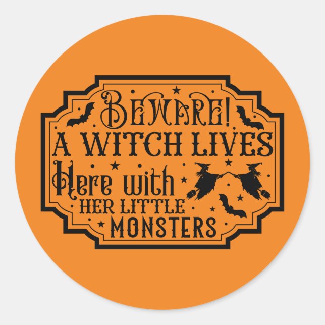 Funny with monsters Halloween Classic Round Sticker (Front)