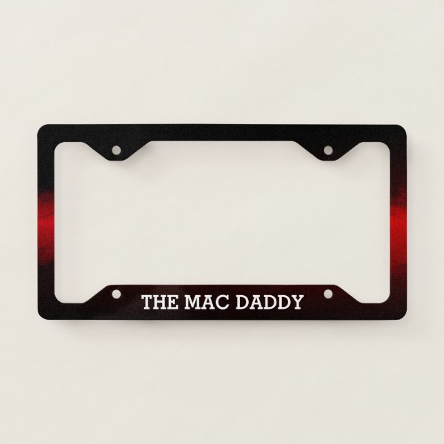 Funny with YOUR TEXT on Black Red Gradient Grunge License Plate Frame (Front)