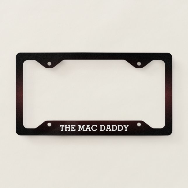 Funny with YOUR TEXT on BLACK with Subtle Red License Plate Frame (Front)