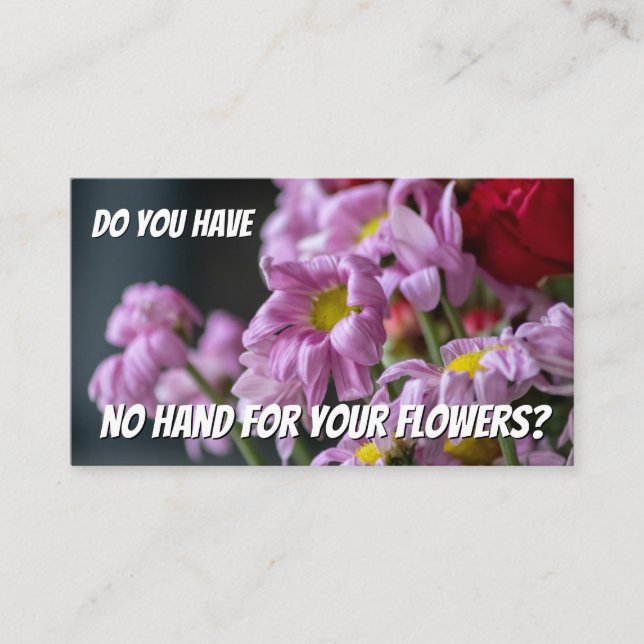 Funny withered flower florist expertise needed bus business card (Front)